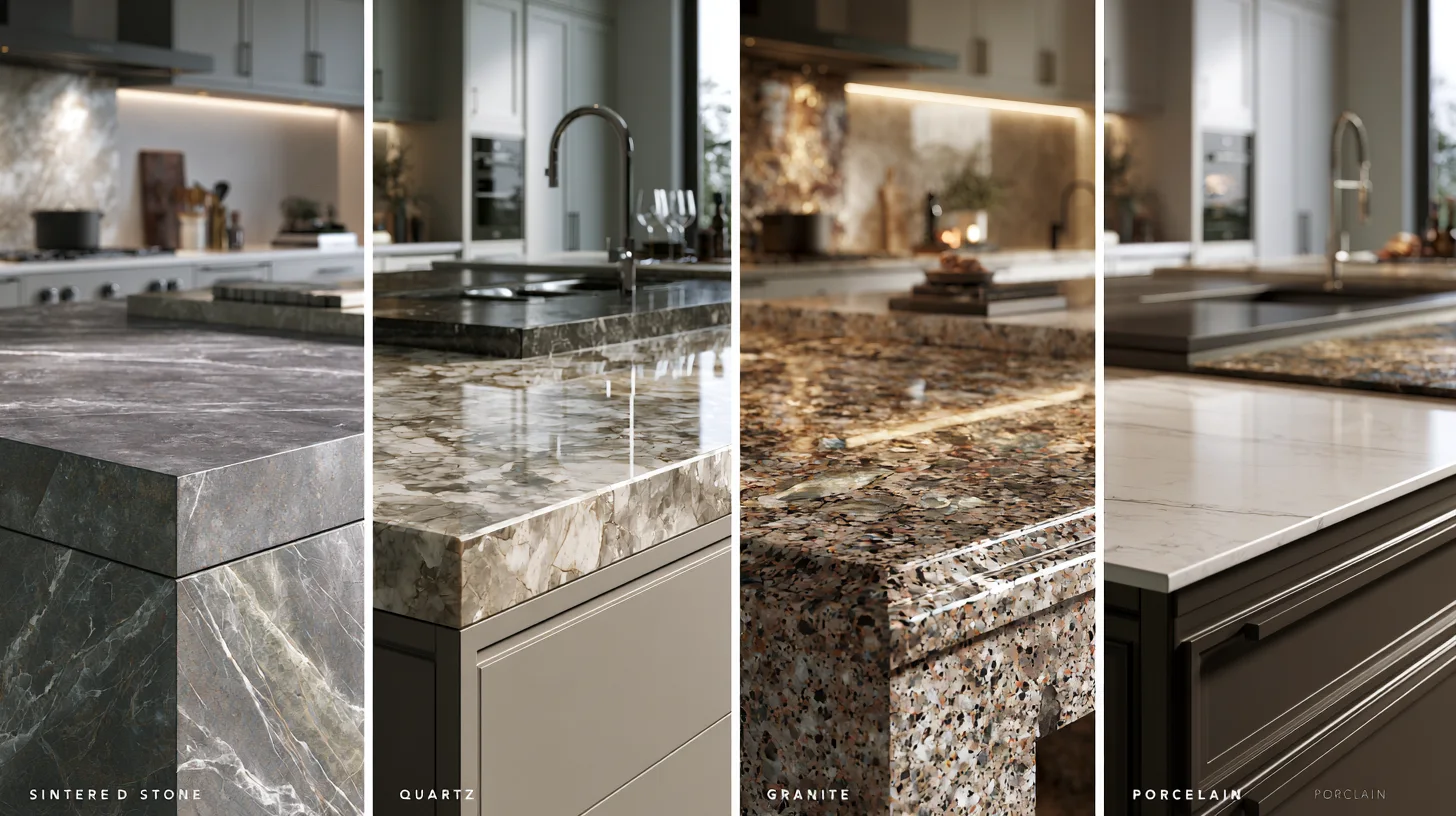 Comparison of sintered stone, quartz, granite and porcelain countertops