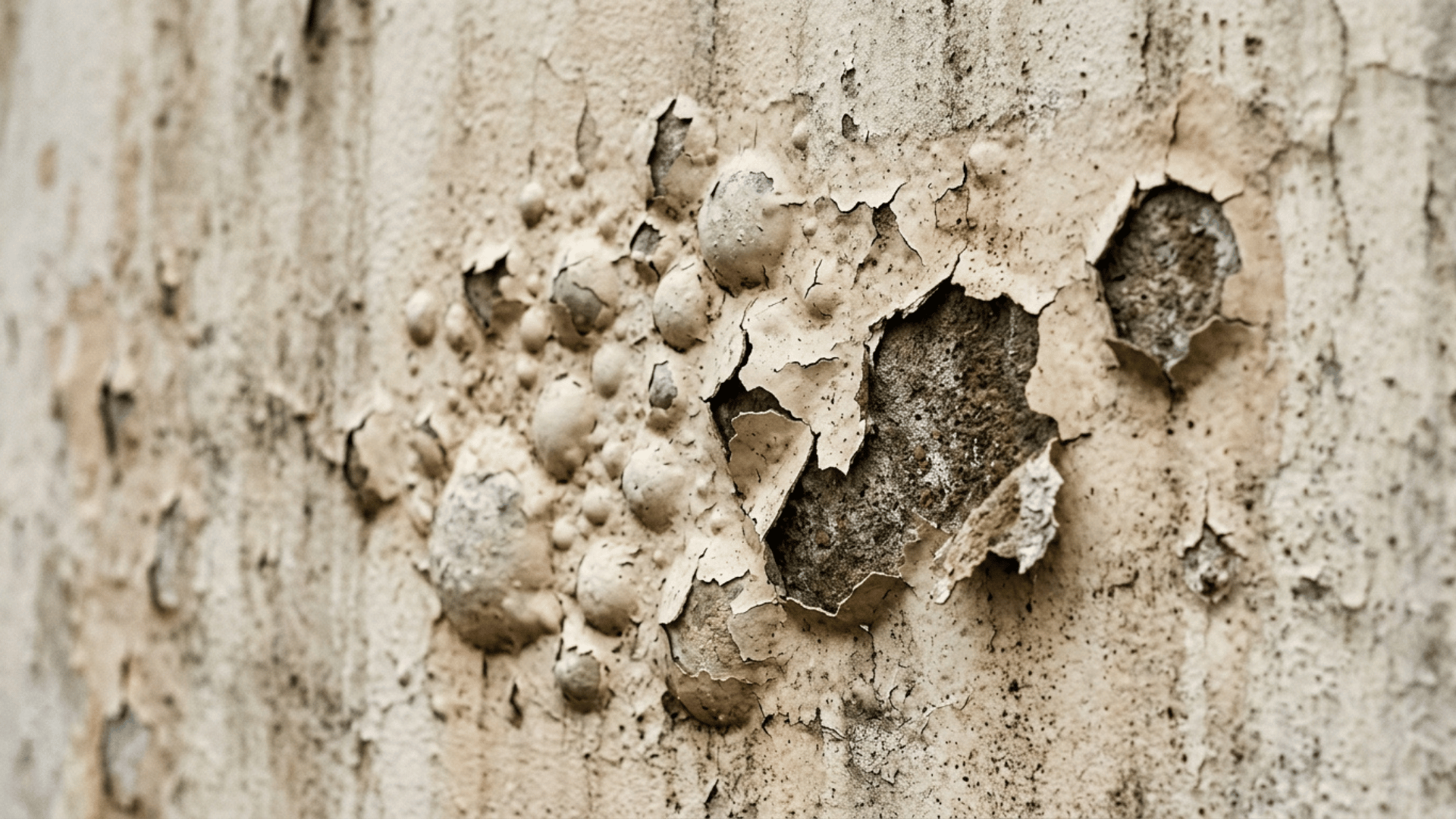 bubbling and blistering paint surface caused by trapped moisture outdoors