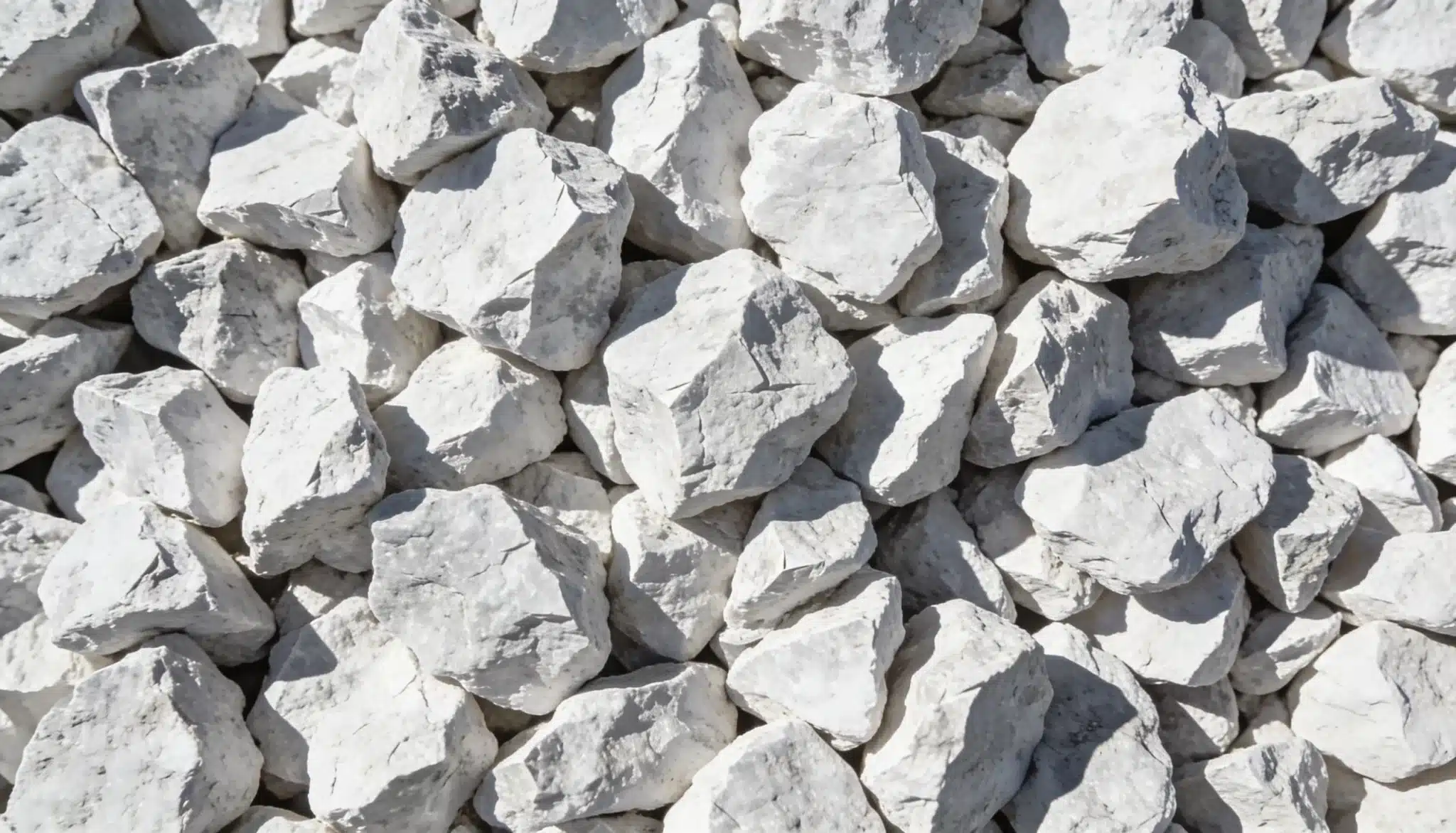 Raw dolomite stone broken into small white chunks