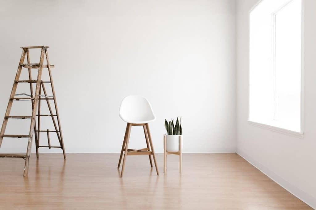 A freshly painted interior room