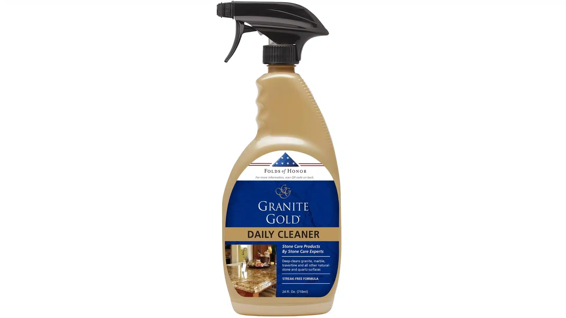 Granite Gold daily cleaner spray bottle for granite marble and natural stone surfaces on a plain white background