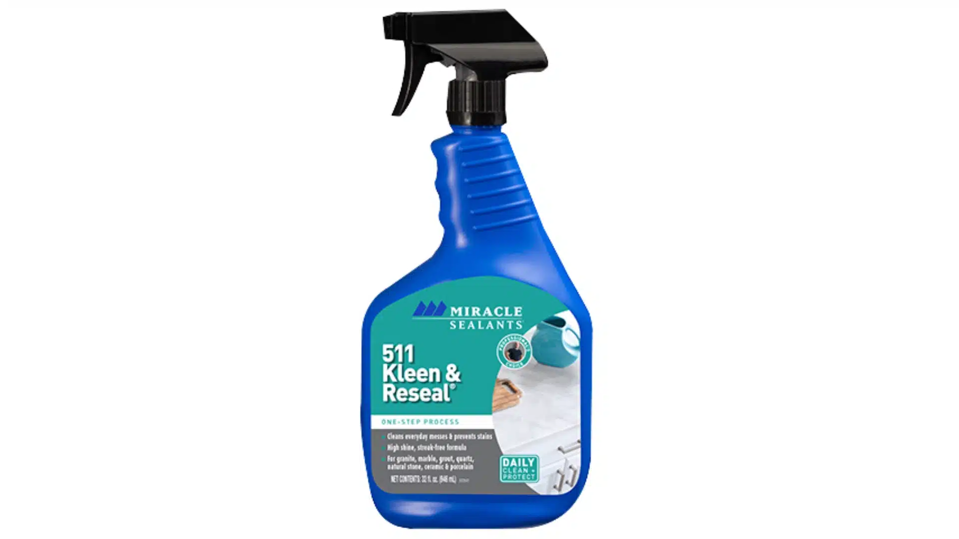 Miracle Sealants 511 Kleen and Reseal spray bottle for daily stone cleaning and protection on a white background